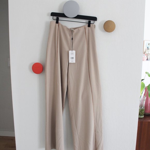 H by Halston Wide Leg Pants in Champagne with Eyelash Fringe Detail Size 6 NEW - Picture 3 of 9